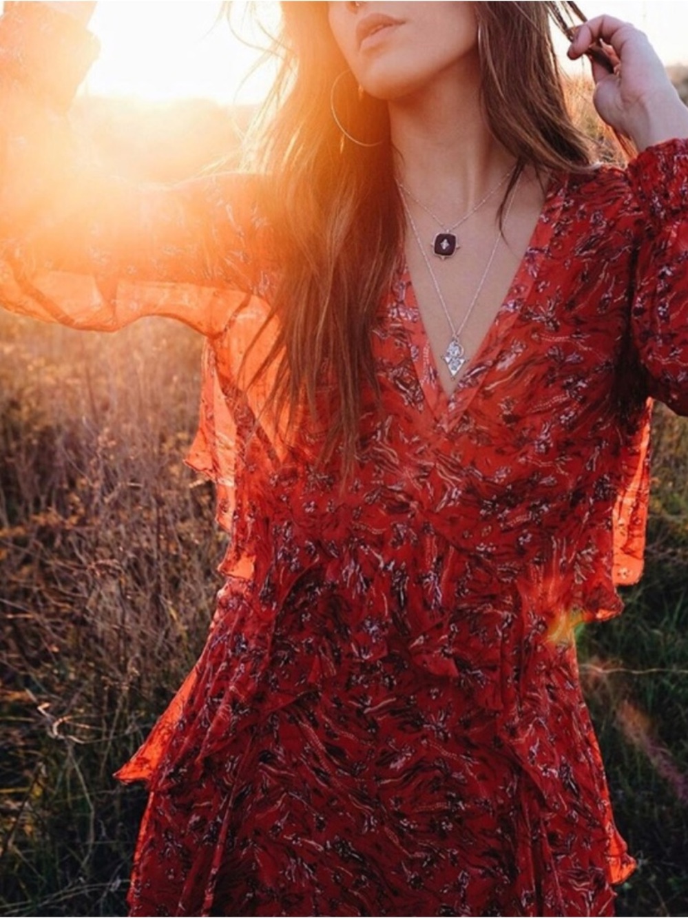IRO Beaumont Georgette Floral Ruffle Dress